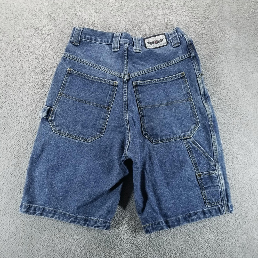 VTG Kikwear Shorts Mens 32 Blue Denim Cargo Carpenter Baggy Y2K Rave Skate